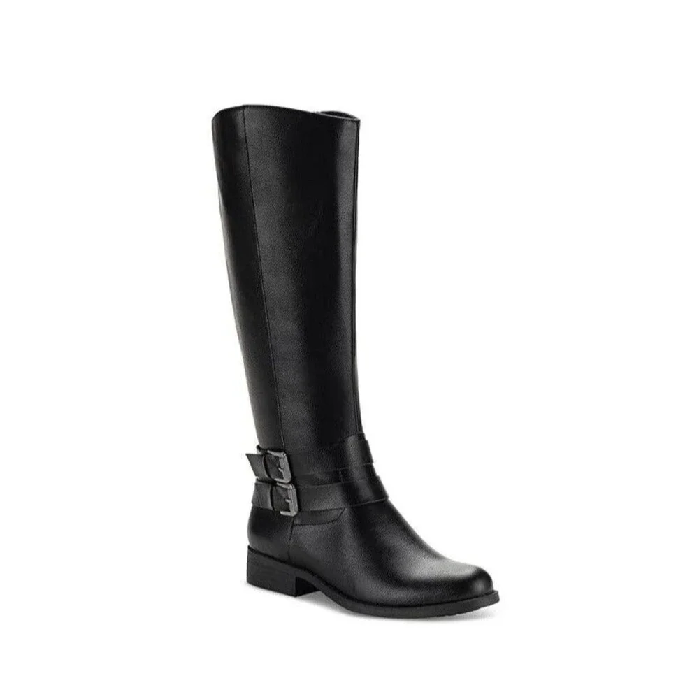 Style Co Womens 6 M Black Malia Faux Leather Knee High Riding Boots DISPLAY RX4